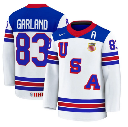 Conor Garland Jersey #83 USA Hockey 2025 Premium Stitched Home