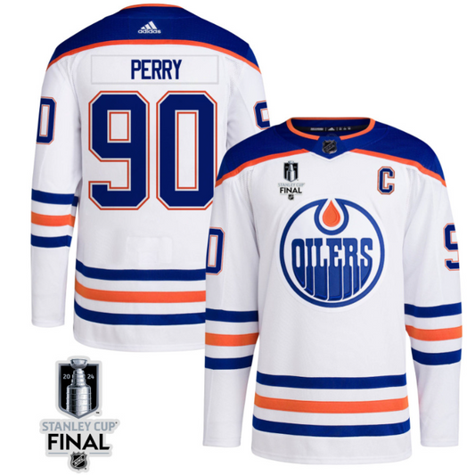 Corey Perry 90 Edmonton Oilers 2024 STANLEY CUP Final Away Jersey Men, White