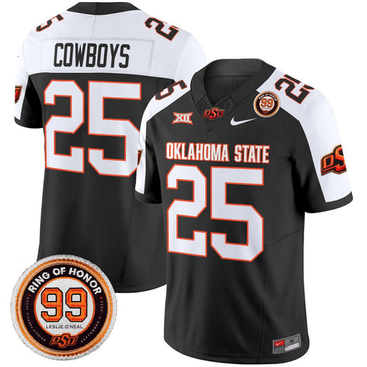 Cowboys Jersey #25 Oklahoma State Cowboys 2025 Leslie O'neal Patch Black Alter
