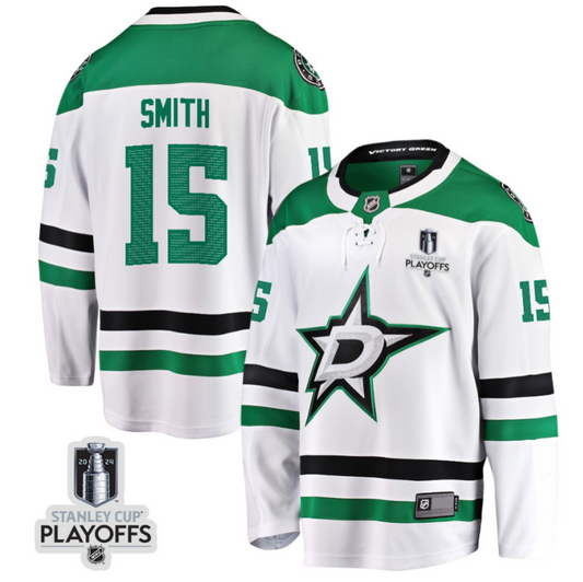 Craig Smith 15 Dallas Stars 2024 NHL Playoffs Patch Away Breakaway Jersey - Men