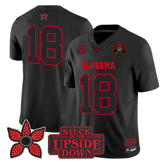 Crimson Jersey #18 Alabama Crimson Stranger Things 2025 Rose Bowl Stitched