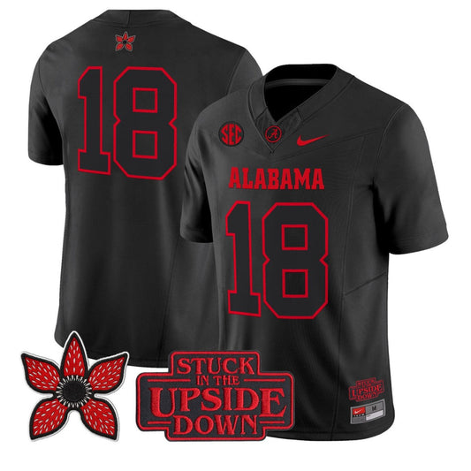 Crimson Jersey #18 Alabama Crimson Tide Stranger Things Edition Stitched