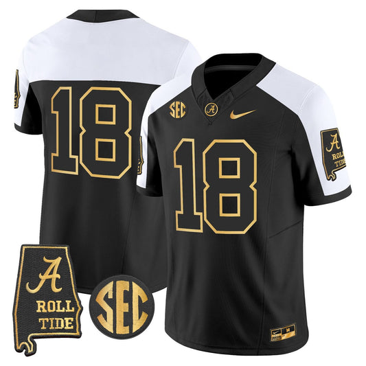 Crimson Jersey #18 Alabama Crimson Tide 2025 Gold Vapor Stitched