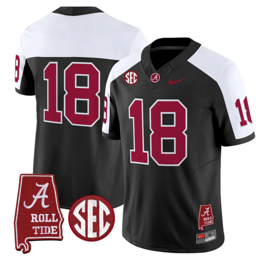 Crimson Jersey #18 Alabama Crimson Tide Throwback Map Stitched