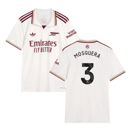 Cristhian Mosquera #3 Arsenal 2025-26 Third Jersey – Cream