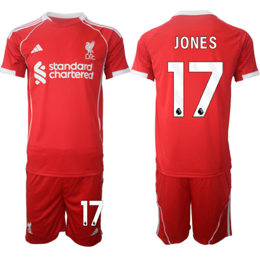 Curtis Jones Jersey #17 Liverpool Red Home 2025 Soccer Suit