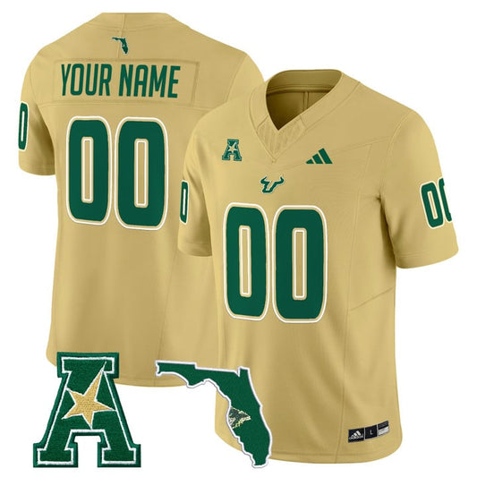 Custom South Florida Bulls Jersey 2025 Vapor Limited Stitched Gold