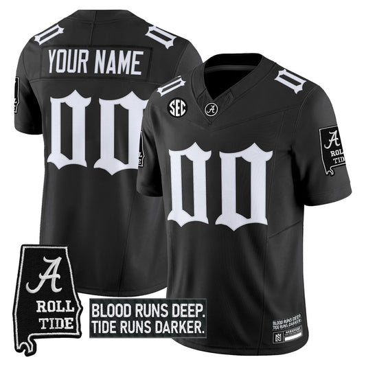 Custom Alabama Crimson Tide Jersey Gothic Bama Blood Edition Stitched Black