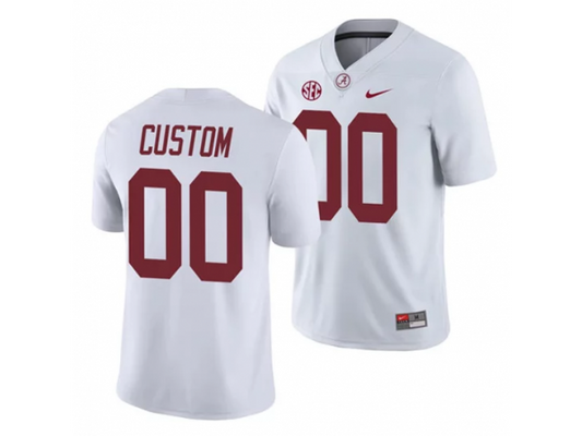 Custom Alabama Crimson Tide White Football Jersey