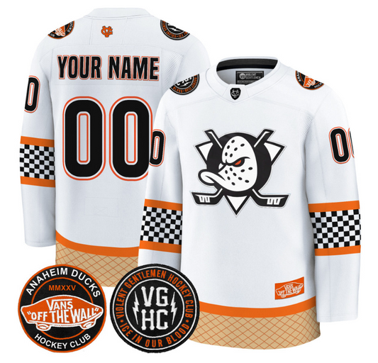 Custom Anaheim Ducks Jersey Checkerboard 2025 Premium All Stitched White