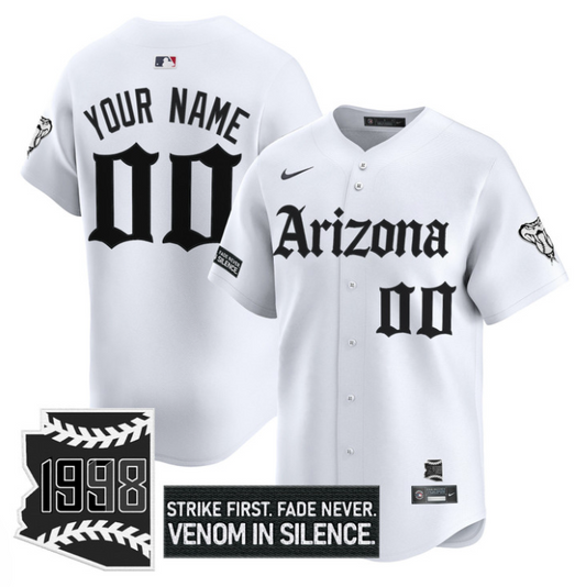 Custom Arizona Diamondbacks Jersey Gothic Desert Fang Edition Stitched White