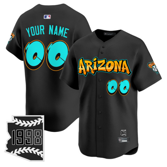 Custom Arizona Diamondbacks Jersey Graffiti Desert Ink Edition Stitched Black