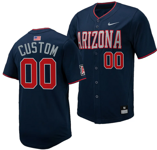 Custom Arizona Wildcats Jersey Name and Number Replica Baseball Full-Button Navy