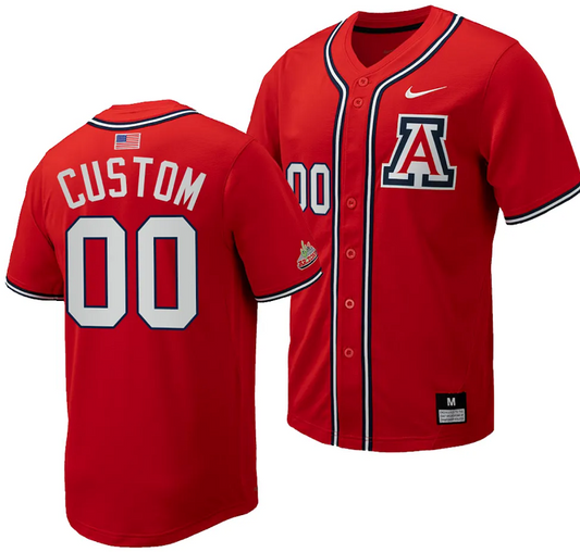 Custom Arizona Wildcats Jersey Name and Number Replica Baseball Full-Button Red