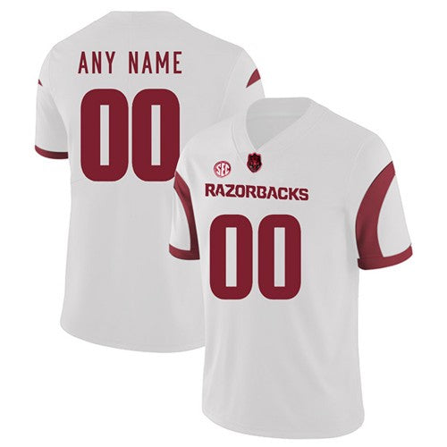 Custom Arkansas Razorbacks Jersey Name and Number NCAA College Football White