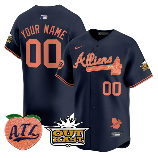 Custom Atlanta Braves Jersey Atliens Peach Vapor Premier Limited Stitched
