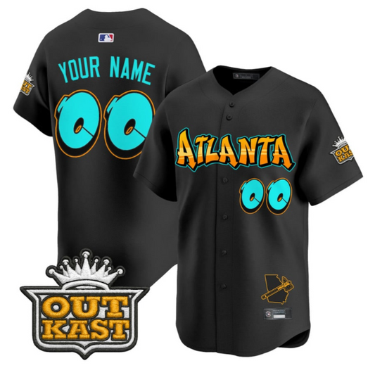 Custom Atlanta Braves Jersey Graffiti A-Town Edition Limited Stitched Black