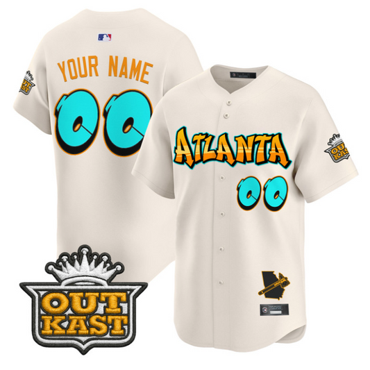 Custom Atlanta Braves Jersey Graffiti A-Town Edition Limited Stitched Cream