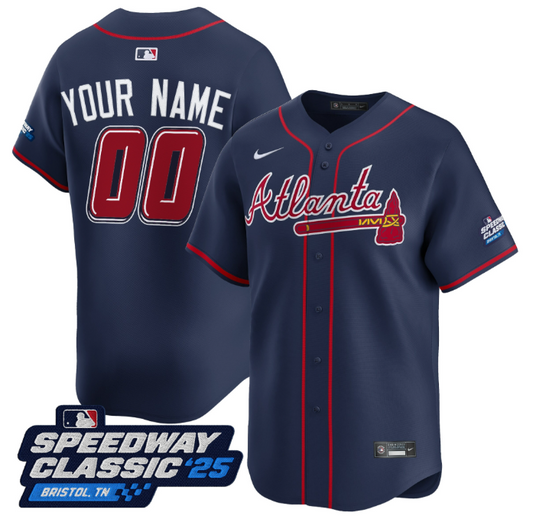Custom Atlanta Braves Jersey Name, Number Speedway Classic Stitched Navy