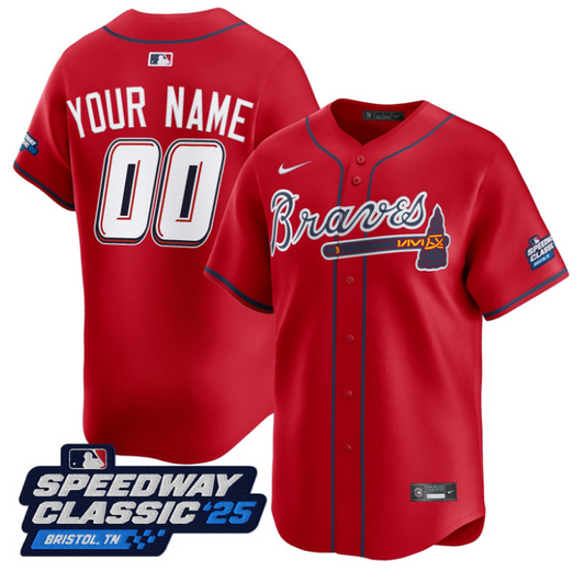 Custom Atlanta Braves Jersey Name, Number Speedway Classic Stitched Red