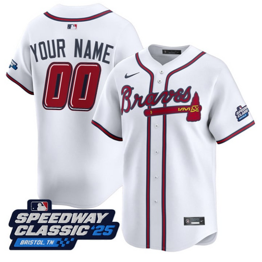 Custom Atlanta Braves Jersey Name, Number Speedway Classic Stitched White
