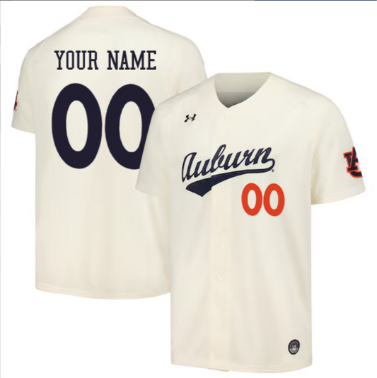 Custom Auburn Tigers Baseball Cream Jersey – All Stitched