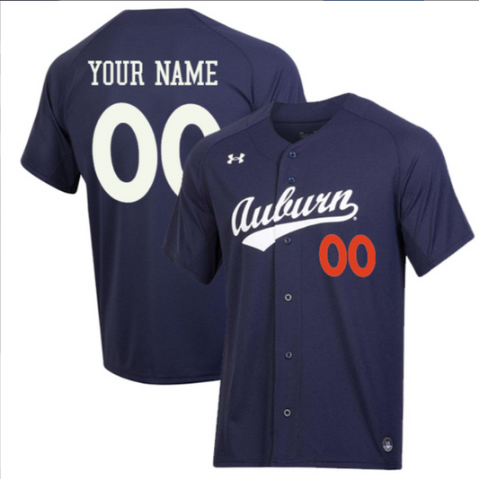 Custom Auburn Tigers Baseball Navy Jersey – All Stitched