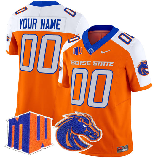 Custom Boise State Broncos Jersey 2025 Vapor Limited Stitched Orange Alternate
