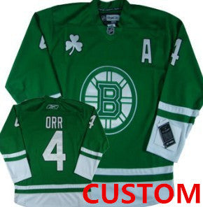 Custom Boston Bruins St. Patrick's Day Green Jersey