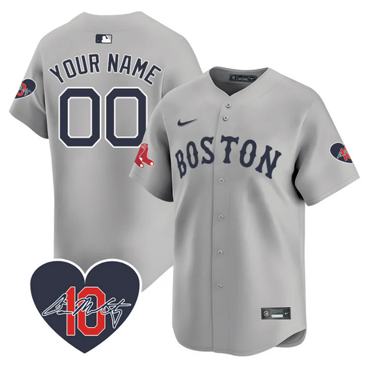 Custom Boston Red Sox Jersey Dave McCarty Memorial Patch Stitched Gray