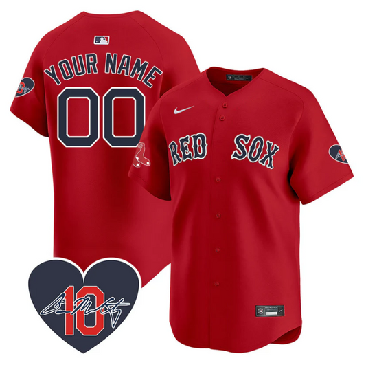 Custom Boston Red Sox Jersey Dave McCarty Memorial Patch Stitched Red