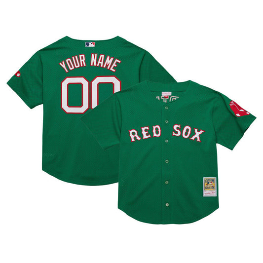 Custom Boston Red Sox Jersey Throwback Cooperstown Collection Stitched Green