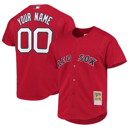 Custom Boston Red Sox Jersey Throwback Cooperstown Collection Stitched Red