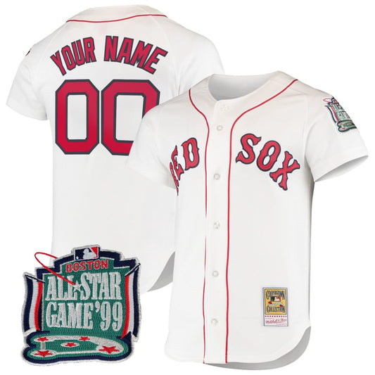 Custom Boston Red Sox Jersey Throwback Cooperstown Collection Stitched White