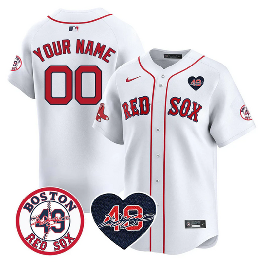 Custom Boston Red Sox Jersey Tim Wakefield Memorial Patch Stitched White