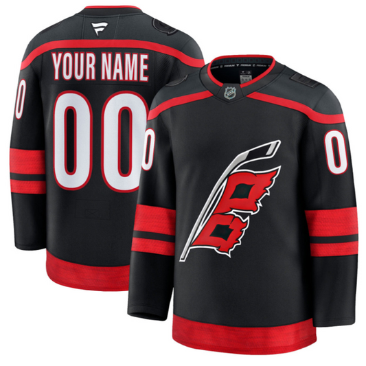 Custom Carolina Hurricanes Jersey Name and Number Premium All Stitched Black