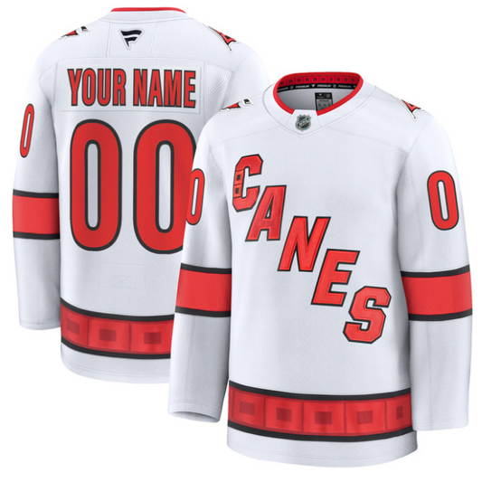 Custom Carolina Hurricanes Jersey Name and Number Premium All Stitched White