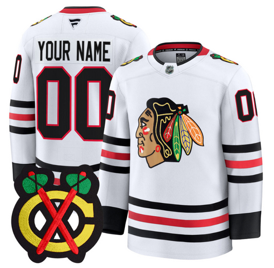 Custom Chicago Blackhawks Jersey Name, Number Premium All Stitched White