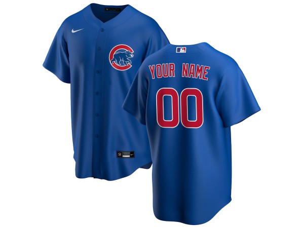 Custom Chicago Cubs Cool Base Jersey - Blue