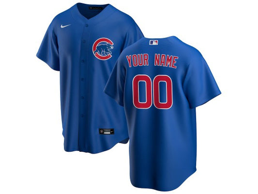 Custom Chicago Cubs Cool Base Jersey - Blue