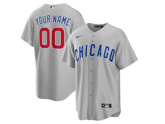 Custom Chicago Cubs Cool Base Jersey - Gray