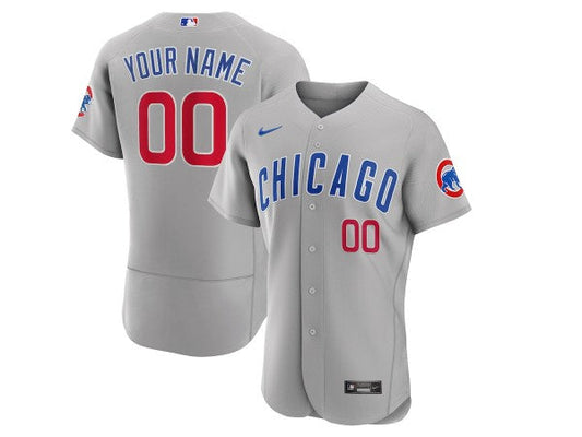 Custom Chicago Cubs Flex Base Jersey -Gray