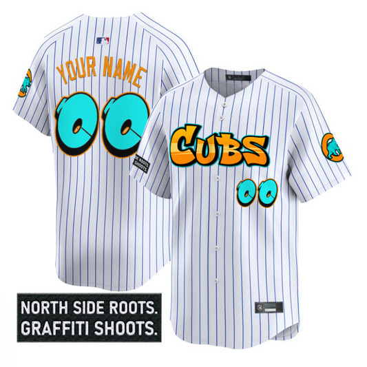 Custom Chicago Cubs Jersey Graffiti North Side Edition Stitched White