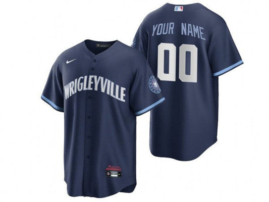 Custom Chicago Cubs Navy City Connect Jersey