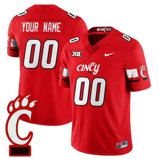 Custom Cincinnati Bearcats Jersey Name, Number Football 2025 Stitched Red
