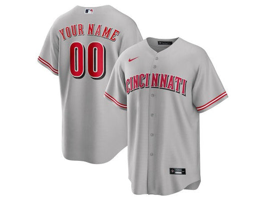 Custom Cincinnati Reds Cool Base Jersey - Gray