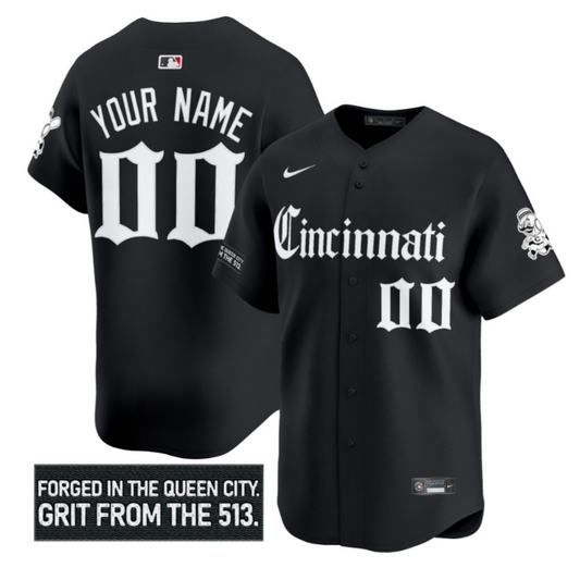 Custom Cincinnati Reds Jersey Gothic Queen City Edition Stitched Black