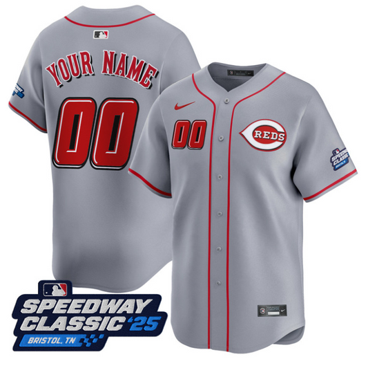 Custom Cincinnati Reds Jersey Name, Number Speedway Classic Stitched Gray