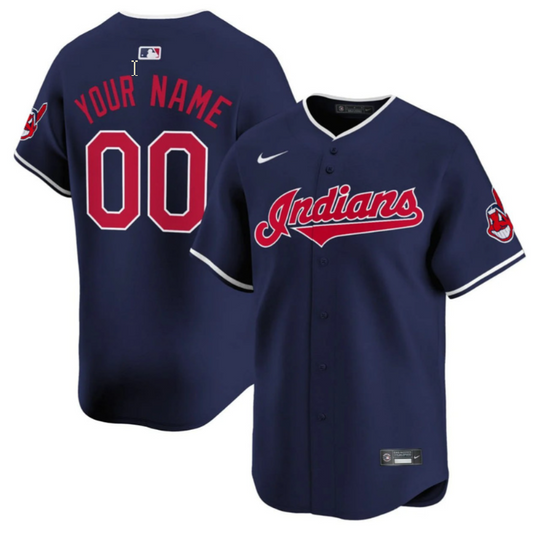 Custom Cleveland Indians Jersey Name and Number Navy All Stitched