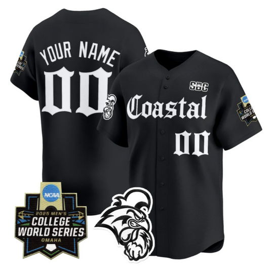 Custom Coastal Carolina Jersey 2025 World Series Gothic Edition Stitched Black